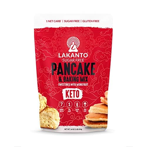 Lakanto Sugar Free Pancake and Baking Mix - Sweetened with Monk Fruit Sweetener, Keto, 7g of Protein, 1g Net Carbs, High in Fiber, Flapjack, Waffles, Biscuits, Easy to Make Breakfast - 16 oz