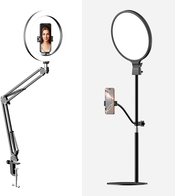 (Product A) 10 Upgrade Ring Light Overhead for Desk and (Product B) 10 Full Screen Streaming Light High Brightness