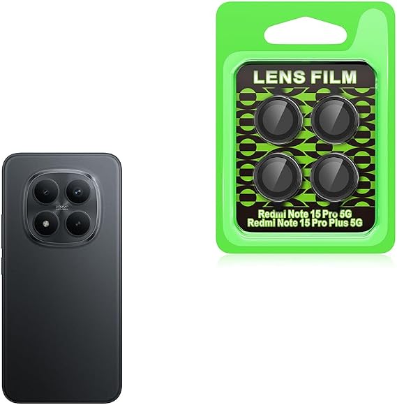 Coverzone Xiaomi Redmi Note 15 Pro Plus 5G ile uyumlu Kamera Lens Koruma CL-07 Görüş Açısını Bozmayan Yüksek çözünürlüklü Premium Kamera Lens Koruma Siyah