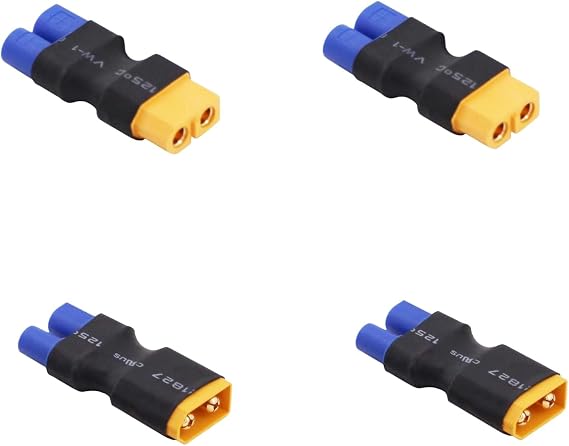 4pcs XT60 to EC3 Quick-Change Connector Adapters - Wire-Free Compatibility for RC Vehicles