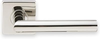 INOX SE Square Rosette TL4 Tubular Latch Privacy Set with Frankfurt Lever and 2-38-Inch Backset, Polished Stainless Steel SE105L462-32
