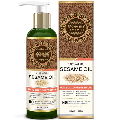 Morpheme Remedies Organic Sesame Pure ColdPressed Oil For Hair, Body, Skin Care, Massage, 200 ml