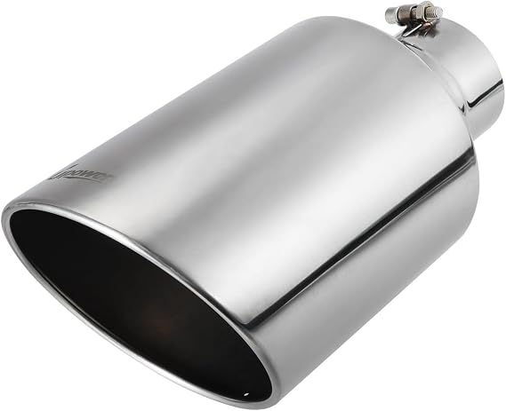 Upower 4 inch Inlet 8 inch Outlet Exhaust Tip Stainless Steel 4" to 8" Tail Pipe Tips 15" Long Bolt-On 45 Degree Angle Cut Universal for Car Truck