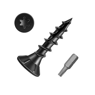 MewuDecor #8 x 34 Wood Screws, Outdoor Deck Screws with Star Drive, Black Tan Coated Screws for Outdoor Use, Coarse Threads, Self-Tapping, T-25 Drive Bit Included, 200 PCS