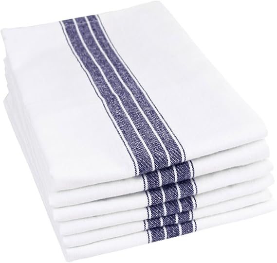 Blue and White Cotton Napkins, White Dinner Napkins Set of 6, 100% Cotton, Blue Striped Napkins, Farmhouse Dinner Napkin, Bistro Striped, Hotel Quality Napkin, Wedding 20x20