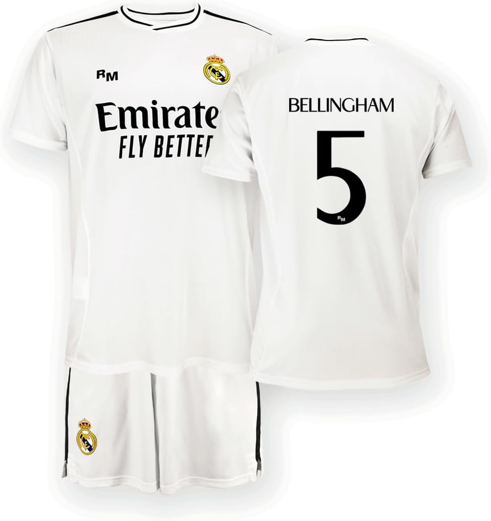 Real Madrid Home Kit Jersey and Shorts, Season 24/25, Replica Jersey with Official License