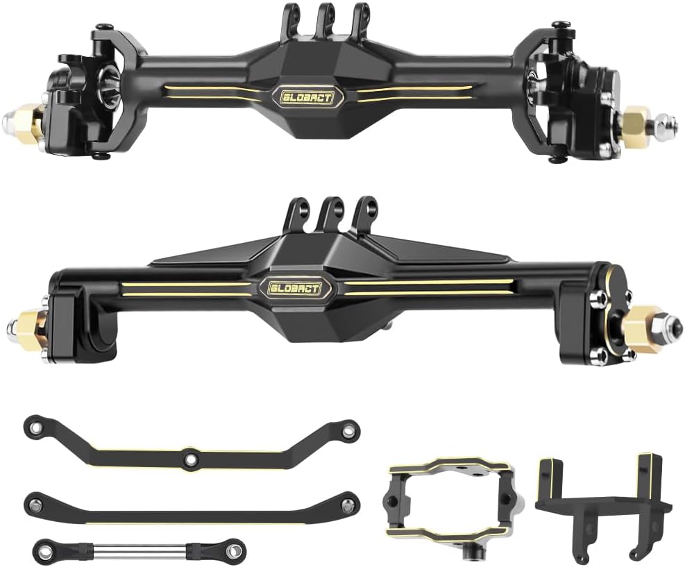 GLOBACT for TRX4M Brass 10mm Axles Set with Two Servo Mounts & Links for 118 TRX4M Upgrade Black