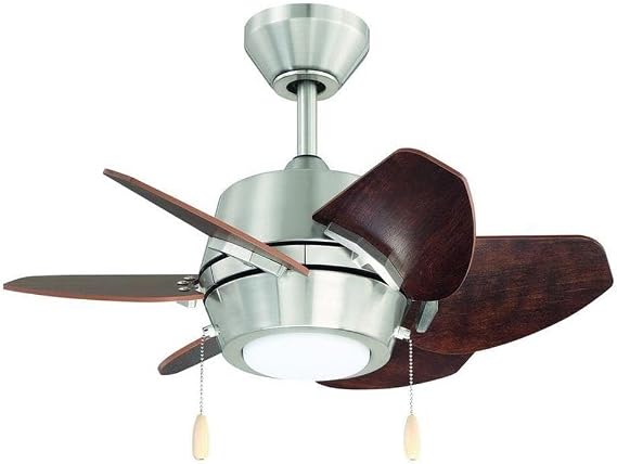 RIIMUHIR Litex Industries GA24BNK6L Litex Gaskin Sleek 24" Ceiling Fan Brushed Nickel Finish with 6 Glazed Cherry/Driftwood Reversib.