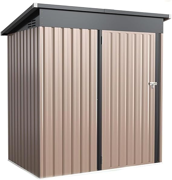 U-MAX 5x3ft Metal Shed,Garden Sheds and Outdoor Storage with Lockable Door, Small Outside Storage Box Waterproof for Backyard,Garden,Grey(Base Size:150x86CM)