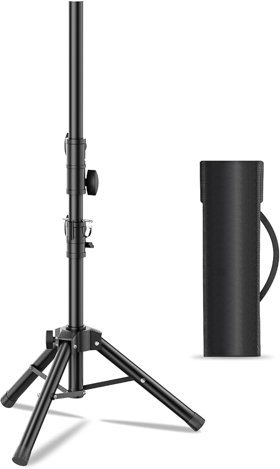 Small Speaker Stands, Lightweight 35mm Compatible Insert, Adjustable Height from 24-50 Inch Speaker Tripod Stand Support 55 LB with Storage Bag