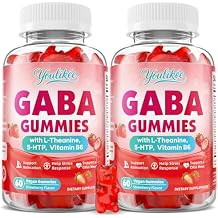 2 Pack GABA Gummies 500mg with L-Theanine, 5-HTP, Vitamins B6, B12, D3 and Ashwagandha, Melatonin-Free, GABA Supplements for Adult, Sugar-Free, Strawberry Flavor, 120 Count