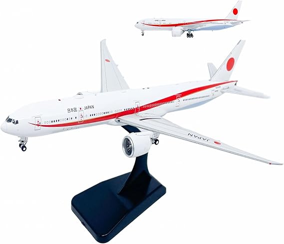 1:400 Scale B777-300ER Die-Cast Model N509BJ Airplane with Display Stand Pre-Assembled Collectible for Adults Home Office Desk Decor Featuring Realistic Details Durable Metal Construction