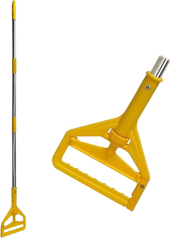 Commercial Mop Handle Heavy Duty 59" Industrial Mop Stick Adjustable Length Wet Mops Head Replacement Holder for Professional/Industrial Floor Cleaning (Yellow)