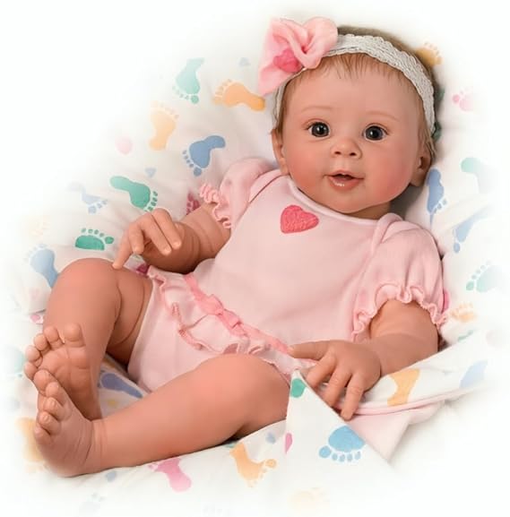 The Ashton-Drake Galleries Ella Reborn Baby Doll, Interactive Breathing, 17 inches, Vinyl Collector's Edition by Sherry Rawn, Lifelike Baby Doll