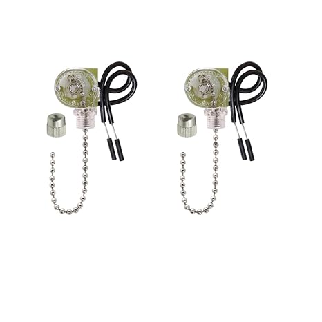 Ceiling Fan Light Pull Chain Switch, Replacement for Hunter Hampton Bay Harbor Breeze Ceiling Fans, ZING Ear On/Off Light Control Switch (2, ZE-109 Nickel)