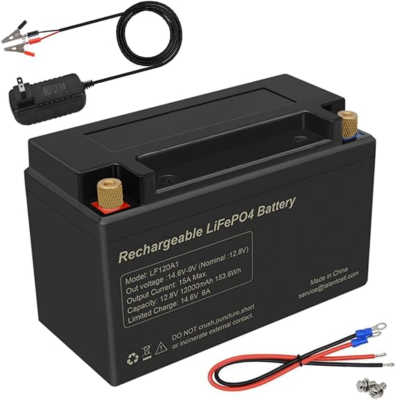 Talentcell 12V LiFePO4 Battery Pack LF120A1, Ultra Long Life Cycles Rechargeable 153.6Wh 12.8V 12Ah Lithium Iron Phosphate Batteries for Camping, Solar Systems, Lighting, DIY Project