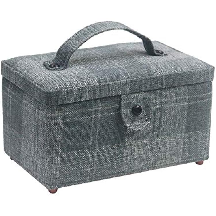 Sewing Basket - Sewing Supplies Organizer Sewing Kit Storage Container - Ideal for Needles, Thread, Scissor, Tape Measure, Thimbles and Other Sewing Accessories GrayBlue