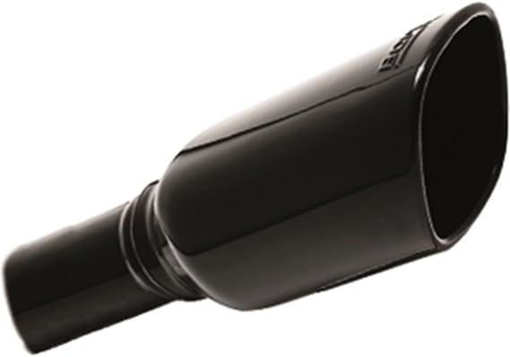 BORLA 20161 Exhaust Tip 2.25" Inlet - 3.5" x 3.28" Single Square Rolled-Edge Angle-Cut Outlet - 10.5" Long With Black Chrome Finish Embossed With BORLA Logo. Clamp On Mounting. Clamp Included.