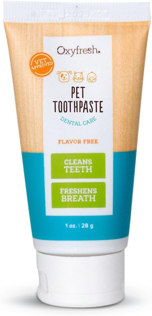 Oxyfresh Cat & Dog Toothpaste, Teeth Cleaning Gel for Plaque, Tartar & Bad Breath, Vet-Approved Pet Dental Care, 1 oz