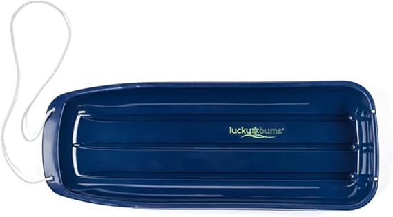 Lucky Bums kids 48 inch Single Person Plastic Snow Toboggan Sled for all Winter Conditions with Pull Rope for Children Ages 8 to 15, Blue