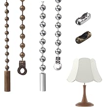 2 Pcs Bathroom Light Pull Cord, Light Switch Pull Cord, Decorative Pull String Ornament Extension Chains for Ceiling Light Lamp Fan Chain Extender (Bronze & Silver) (Coppery Silver)
