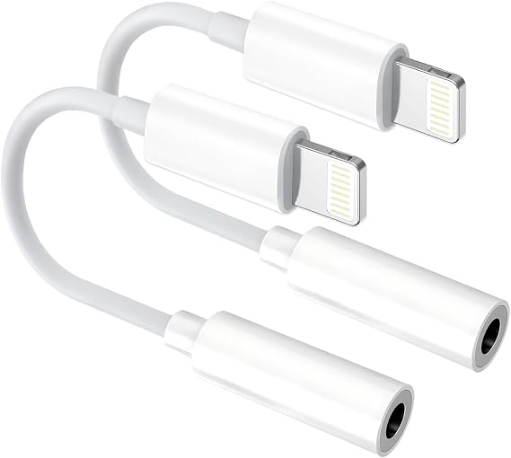 [Apple MFi Certified] 2 Pack Lightning to 3.5mm Aux Audio Adapter, Headphone Jack Converter Dongle for iPhone 14/13/12/X/XR & iPad (Supports All iOS Systems)