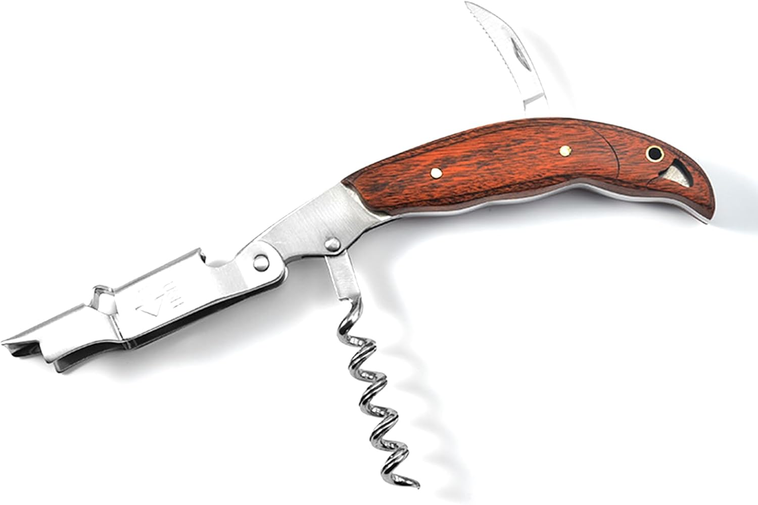 ASelected Wine Opener Corkscrew with Wood Handle Stainless Steel for Wine Lovers Waiters and Bartenders