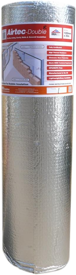 Airtec 1200mm x 25m x 3.7mm Double Multi-Layer Bubble Film Insulation [Energy Class A]