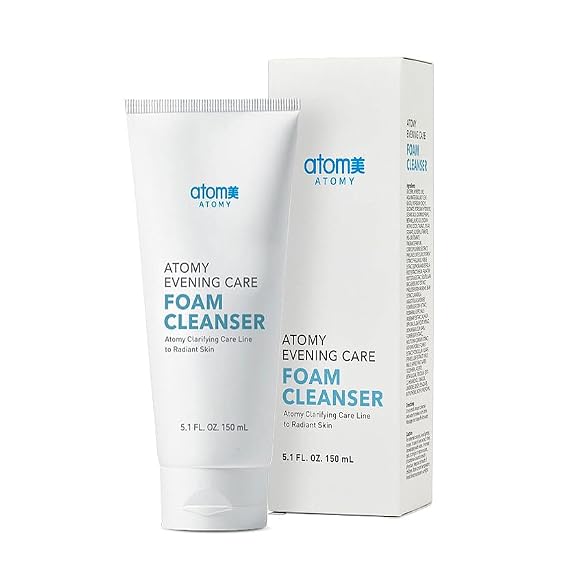 A.T.O.M.Y Evening Care Foam Cleanser, Moisturizing Face Wash with Natural Extracts, 5.1 Fl Oz