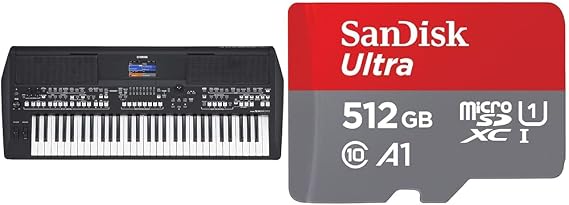 Yamaha PSR-SX600 Digital Keyboard - a Powerful Digital Workstation Keyboard with 61 Touch-Sensitive & SanDisk 512GB Ultra microSDXC card + SD adapter up to 150 MB/s with A1 App Performance UHS-I