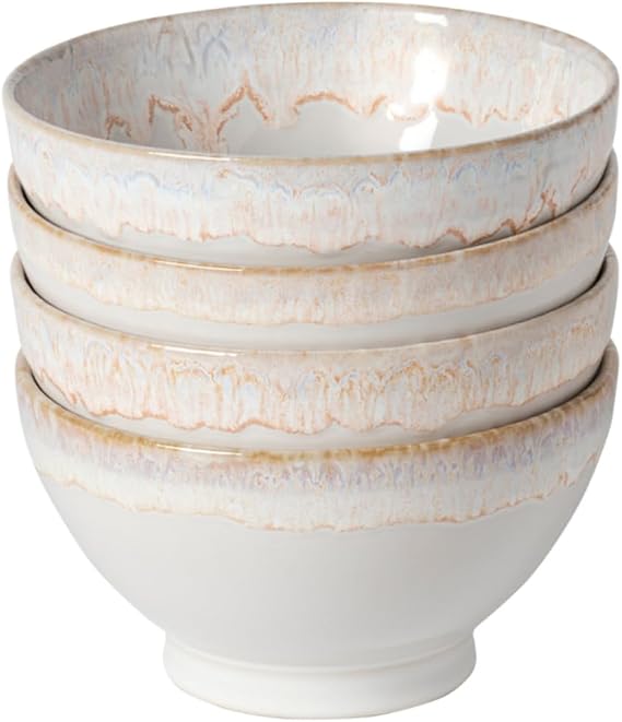 Costa Nova Ceramic Stoneware Set of 4 19 oz. Latte Bowls - Latte Bowls Collection, White | Microwave & Dishwasher Safe Dinnerware | Food Safe Glazing | Restaurant Quality Serveware