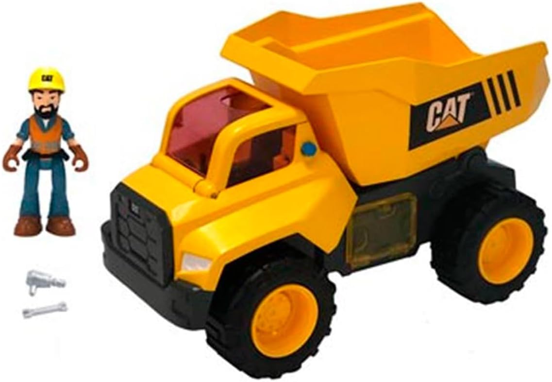 CAT Construction Toys, Power Action Crew 12" Dump Truck with Action Figure, Lights and Sounds, Ages 3 and up