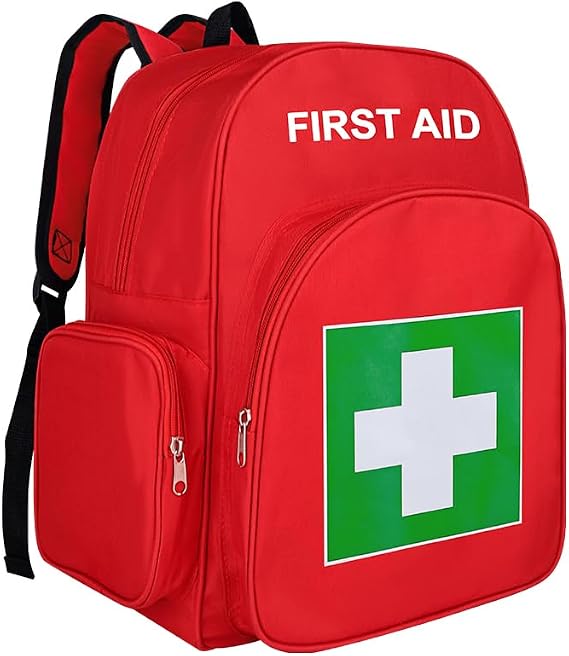 Red Emergency Bag First Aid Backpack Empty Medical First Aid Bag Treatment First Responder Trauma Bags for Camping Cycling Outings Daycare