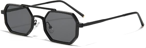 Classic Metal Punk Square Sunglasses Men Women Retro Double Bridges Fashion Woman Polygon Sunglasses Trendy Shades N45