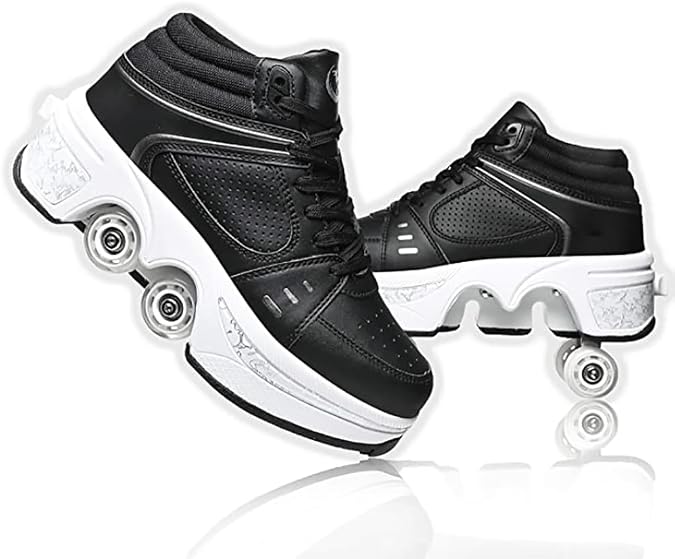 Roller Schuhe, Schuhe mit Rollen rollerskates mädchen Männer, Skateboard Schuhe Bequem Und Atmungsaktiv Quad Skates Verstellbare Rollschuhe Verstecktes Rad Sneaker mit Rollen
