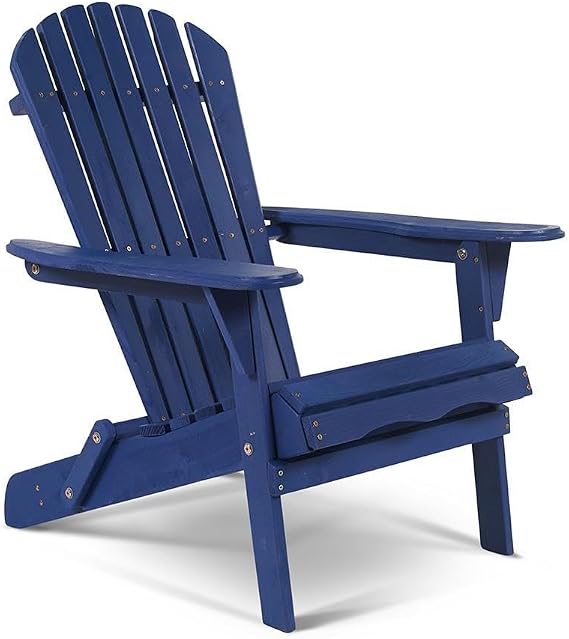 Folding Adirondack Chair, Weather Resistant Outdoor Adirondack Chair, Wood Adirondack Chair for Patio(Navy Blue)