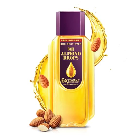 Bajaj Almond Drops Hair Oil | With Vitamin E | Light, Non-Sticky Hair Oil | 675ml (22.81 Fl oz)
