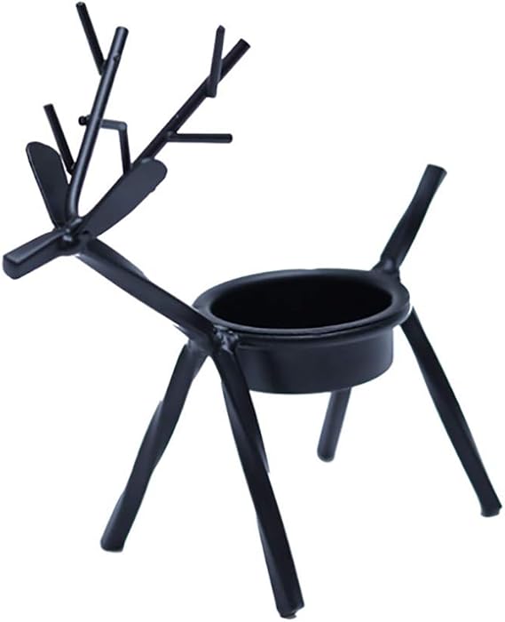 6PCS Reindeer Tealight Candle Holders Christmas Decorations Standing Iron Metal with Rustic Bronze Finish Candle Holders Holidays Tealight Reindeer Stand for Dining Table Home Decor(black)