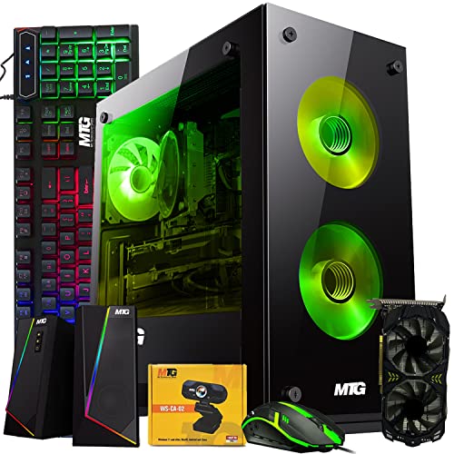 MTG Aurora 4T Gaming Tower PC- Intel Core i7 4th Gen, AMD RX 580 GDDR5 8GB 256bits Graphic, 16GB Ram DDR3, 512GB Nvme, RGB Keyboard Mouse and Speaker, Webcam, Win 10 Home