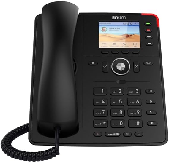 Snom D713 IP Telephone, SIP Desk Telephone (2.8 Inch TFT Colour Display 320 x 240 Pixels, 4 Programmable Buttons LED, 6 SIP Identities, 2 x Gigabit with PoE, Extra RJ9 Headset Port), Black, 00004582 | VoIP Office Phone with USB, Headset Port & Hands-Free Calling - SRTP/TLS Security, 8 Line Buttons,