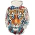 Mens Cool 3D Tiger Print Pullover Hoodies Long Sleeve Soft Oversized Hooded Sweatshirt Plus Size