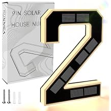 ISUNMEA 9 Inch Solar Lighted House Numbers for Outside, Light Up Waterproof LED Address Numbers Signs for Houses, Large Personalized Illuminated Exterior Modern House Numbers Light (2-Black, 9IN)