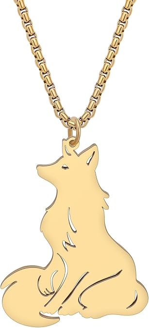 Cute Fox Necklace Stainless Steel Pendant Chain Dainty 18K Gold Necklace Fox Gifts for Women Charms
