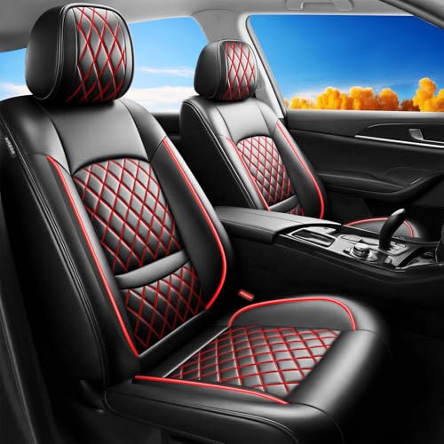 Fit for CRV Seat Covers Compatible with Honda CRV 2023-2025 2026 - Waterproof Breathable Leather Automotive Seat Cushions Protector,Airbag Compatible,Only 2 Front seat CoversRedline