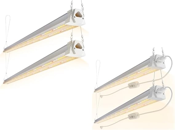 FREELICHT 4 Pack 4FT LED Grow Light (2 Pack with Timer), 40W Sunlike Full Spectrum Grow Light for Indoor Plants, Linkable Plug in Plant Growing Lamps for Hydroponic Seeding Veg Flower