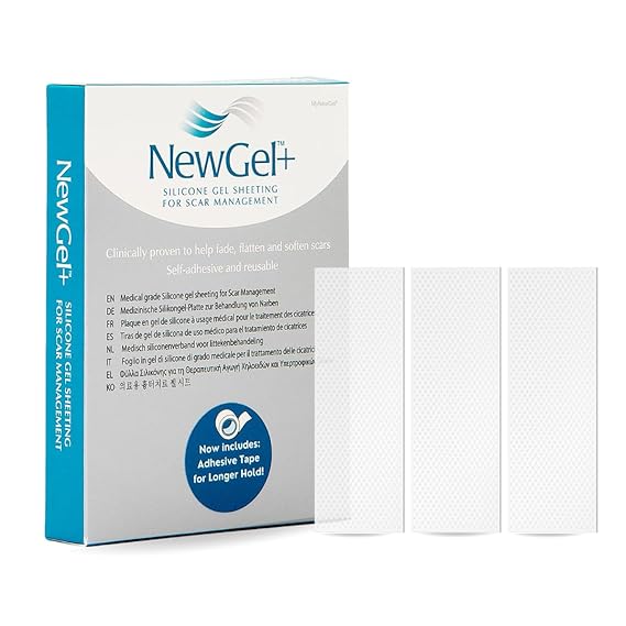 MyNewGel Advanced Silicone Scar Treatment Sheets | Old, New Scars, Surgery, Keloids, C-Section, Burns | 1" x 3" Sheet (3 Count) - Clear