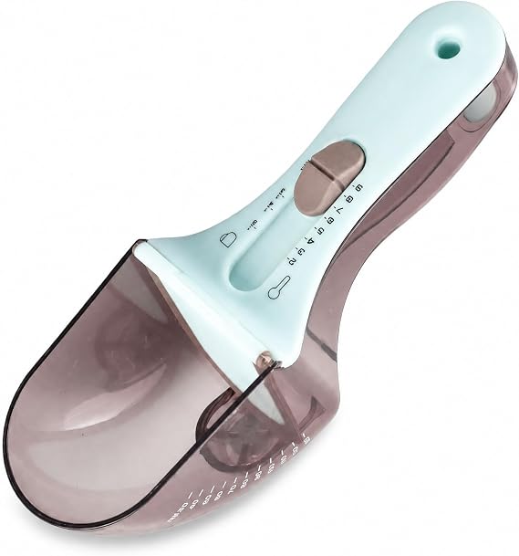 Fabater Pet Food Measuring Spoon, Adjustable Pet Food Measuring Cup with Control for Cats