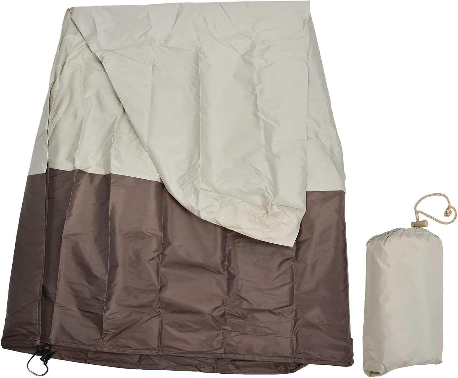 Garden Fountain Cover, 210D Silver Coated Oxford Cloth, Waterproof Statue, Foldable Design for Easy Storage, with Tie to Secure in Windy Conditions, for Outdoor P Beige with Coffee Color