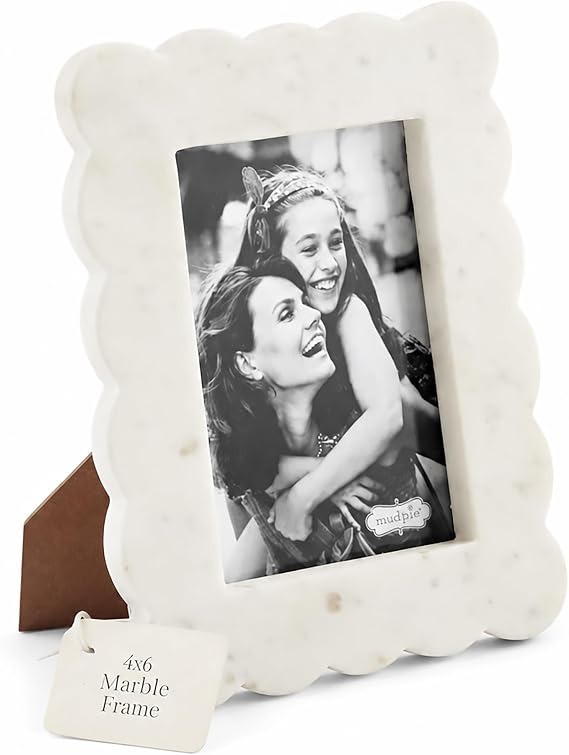 Mud Pie Scalloped Marble Frame, Small, 4x6