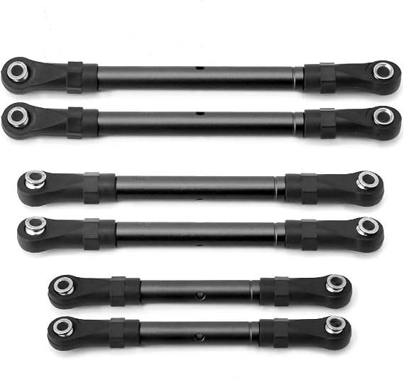 Rc Parts For Traxxas For Hoss For Slash For Rustler 1/10 4WD 6Pcs/Set Aluminum Rode Arm With Rod Ends RC Car(Black)